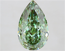 Picture of Lab Grown Diamond 4.09 Carats, Pear with  Cut, Fancy Vivid Green Color, VVS2 Clarity and Certified by IGI