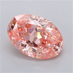 Picture of Lab Grown Diamond 1.52 Carats, Oval with  Cut, Fancy Vivid Pink Color, VVS2 Clarity and Certified by IGI