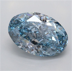 Picture of Lab Grown Diamond 1.45 Carats, Oval with  Cut, Fancy Vivid Blue Color, IF Clarity and Certified by IGI