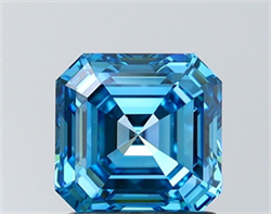 Picture of Lab Grown Diamond 1.55 Carats, Asscher with  Cut, Fancy Vivid Blue Color, VVS2 Clarity and Certified by IGI
