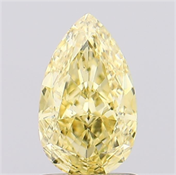 Picture of Lab Grown Diamond 1.29 Carats, Pear with  Cut, Fancy Vivid Yellow Color, VS2 Clarity and Certified by IGI