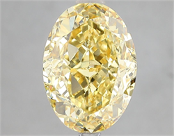 Picture of Lab Grown Diamond 4.54 Carats, Oval with  Cut, Fancy Vivid Yellow Color, VS1 Clarity and Certified by IGI