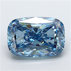Picture of Lab Grown Diamond 5.01 Carats, CUSHION MODIFIED with  Cut, Fancy Vivid Blue Color, VS1 Clarity and Certified by IGI