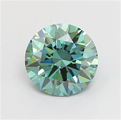 Picture of Lab Grown Diamond 1.26 Carats, Round with Ideal Cut, Fancy Vivid Green Color, VS2 Clarity and Certified by IGI