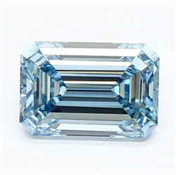 Picture of Lab Grown Diamond 1.59 Carats, Emerald with  Cut, Fancy Vivid Blue Color, VS1 Clarity and Certified by IGI