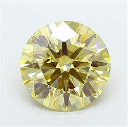 Picture of Lab Grown Diamond 5.01 Carats, Round with Excellent Cut, Fancy Intense Yellow Color, VVS2 Clarity and Certified by IGI