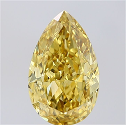 Picture of Lab Grown Diamond 3.03 Carats, Pear with  Cut, Fancy Intense Yellow Color, VS1 Clarity and Certified by IGI