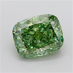 Picture of Lab Grown Diamond 3.43 Carats, CUSHION MODIFIED with  Cut, Fancy Vivid Green Color, VS1 Clarity and Certified by IGI