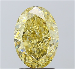 Picture of Lab Grown Diamond 3.10 Carats, Oval with  Cut, Fancy Yellow Color, VS2 Clarity and Certified by IGI