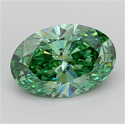 Picture of Lab Grown Diamond 4.58 Carats, Oval with  Cut, Fancy Vivid Green Color, VS1 Clarity and Certified by IGI