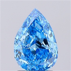 Picture of Lab Grown Diamond 1.52 Carats, Pear with  Cut, Fancy Vivid Blue Color, VS2 Clarity and Certified by IGI