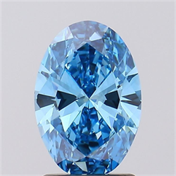 Picture of Lab Grown Diamond 1.53 Carats, Oval with  Cut, Fancy Vivid Blue Color, VS1 Clarity and Certified by IGI