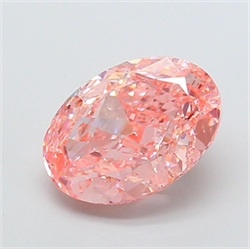 Picture of Lab Grown Diamond 5.03 Carats, Oval with  Cut, Fancy Vivid Pink Color, VS1 Clarity and Certified by IGI