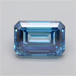 Picture of Lab Grown Diamond 4.02 Carats, Emerald with  Cut, Fancy Vivid Blue Color, VS2 Clarity and Certified by IGI