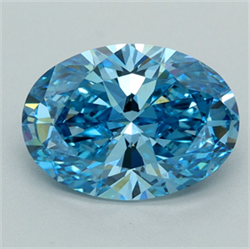 Picture of Lab Grown Diamond 3.24 Carats, Oval with  Cut, Fancy Vivid Blue Color, VVS2 Clarity and Certified by IGI