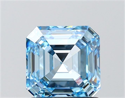 Picture of Lab Grown Diamond 1.50 Carats, Asscher with  Cut, Fancy Vivid Blue Color, IF Clarity and Certified by IGI
