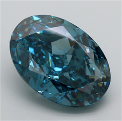 Picture of Lab Grown Diamond 9.59 Carats, Oval with  Cut, Fancy Vivid Blue Color, VS1 Clarity and Certified by IGI