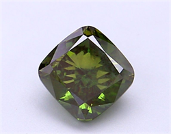 Picture of Lab Grown Diamond 1.65 Carats, CUSHION MODIFIED with  Cut, Fancy Vivid Green Color, VS1 Clarity and Certified by IGI