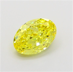 Picture of Lab Grown Diamond 1.55 Carats, Oval with  Cut, Fancy Vivid Yellow Color, VVS1 Clarity and Certified by IGI
