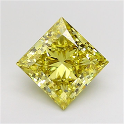 Picture of Lab Grown Diamond 3.07 Carats, Princess with  Cut, Fancy Intense Yellow Color, VS1 Clarity and Certified by IGI