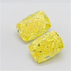 Picture of Lab Grown Diamond 5.01 Carats, CUSHION MODIFIED with  Cut, Fancy Vivid Yellow Color, VS2 Clarity and Certified by IGI