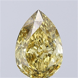 Picture of Lab Grown Diamond 2.74 Carats, Pear with  Cut, Fancy Intense Yellow Color, VS2 Clarity and Certified by IGI