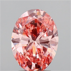 Picture of Lab Grown Diamond 2.04 Carats, Oval with  Cut, Fancy Vivid Pink Color, VS1 Clarity and Certified by IGI