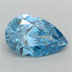 Picture of Lab Grown Diamond 3.12 Carats, Pear with  Cut, Fancy Vivid Blue Color, VVS2 Clarity and Certified by IGI