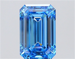 Picture of Lab Grown Diamond 4.06 Carats, Emerald with  Cut, Fancy Vivid Blue Color, VS1 Clarity and Certified by IGI