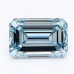 Picture of Lab Grown Diamond 1.21 Carats, Emerald with  Cut, Fancy Intense Blue Color, VS1 Clarity and Certified by IGI