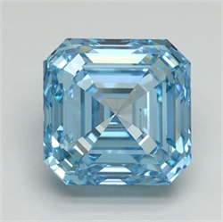 Picture of Lab Grown Diamond 4.00 Carats, Asscher with  Cut, Fancy Vivid Blue Color, VVS2 Clarity and Certified by IGI