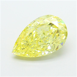 Picture of Lab Grown Diamond 3.02 Carats, Pear with  Cut, Fancy Vivid Yellow Color, VS1 Clarity and Certified by IGI