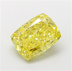 Picture of Lab Grown Diamond 2.02 Carats, CUSHION MODIFIED with  Cut, Fancy Intense Yellow Color, VS2 Clarity and Certified by IGI