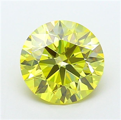 Picture of Lab Grown Diamond 1.88 Carats, Round with Ideal Cut, Fancy Intense Yellow Color, VVS2 Clarity and Certified by IGI