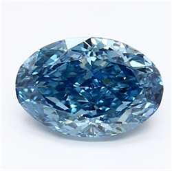 Picture of Lab Grown Diamond 1.49 Carats, Oval with  Cut, Fancy Vivid Blue Color, VS1 Clarity and Certified by IGI