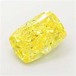 Picture of Lab Grown Diamond 5.04 Carats, CUSHION MODIFIED with  Cut, Fancy Vivid Yellow Color, VS1 Clarity and Certified by IGI