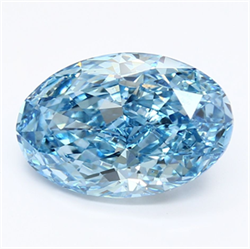 Picture of Lab Grown Diamond 4.23 Carats, Oval with  Cut, Fancy Vivid Blue Color, VS2 Clarity and Certified by IGI