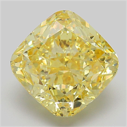 Picture of Lab Grown Diamond 5.74 Carats, CUSHION MODIFIED with  Cut, Fancy Vivid Yellow Color, VS1 Clarity and Certified by IGI