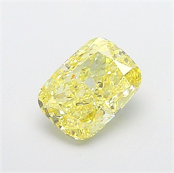 Picture of Lab Grown Diamond 1.53 Carats, CUSHION MODIFIED with  Cut, Fancy Intense Yellow Color, VS2 Clarity and Certified by IGI