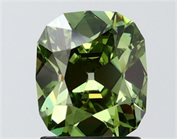 Picture of Lab Grown Diamond 1.56 Carats, Cushion with  Cut, Fancy Vivid Green Color, VVS2 Clarity and Certified by IGI
