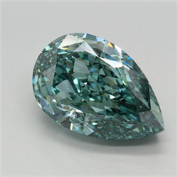 Picture of Lab Grown Diamond 3.21 Carats, Pear with  Cut, Fancy Vivid Green Color, VS1 Clarity and Certified by IGI