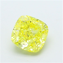 Picture of Lab Grown Diamond 1.30 Carats, CUSHION MODIFIED with  Cut, Fancy Vivid Yellow Color, VS1 Clarity and Certified by IGI
