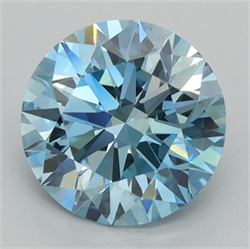Picture of Lab Grown Diamond 3.01 Carats, Round with Ideal Cut, Fancy Vivid Blue Color, VVS2 Clarity and Certified by IGI