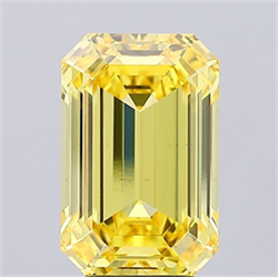 Picture of Lab Grown Diamond 4.82 Carats, Emerald with  Cut, Fancy Vivid Yellow Color, VS1 Clarity and Certified by IGI