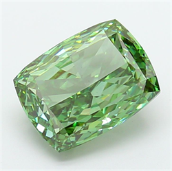 Picture of Lab Grown Diamond 7.04 Carats, CUSHION MODIFIED with  Cut, Fancy Vivid Green Color, VS1 Clarity and Certified by IGI