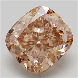Picture of Lab Grown Diamond 6.10 Carats, CUSHION MODIFIED with  Cut, Fancy Light Brown Color, VVS2 Clarity and Certified by IGI