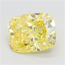 Picture of Lab Grown Diamond 2.56 Carats, Cushion with  Cut, Fancy Vivid Yellow Color, VVS2 Clarity and Certified by IGI