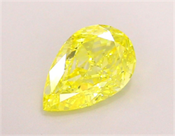 Picture of Lab Grown Diamond 1.28 Carats, Pear with  Cut, Fancy Vivid Yellow Color, VVS2 Clarity and Certified by IGI