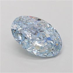 Picture of Lab Grown Diamond 2.10 Carats, Oval with  Cut, Fancy Vivid Blue Color, VS1 Clarity and Certified by IGI