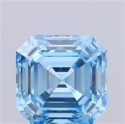 Picture of Lab Grown Diamond 1.34 Carats, Asscher with  Cut, Fancy Vivid Blue Color, VVS1 Clarity and Certified by IGI